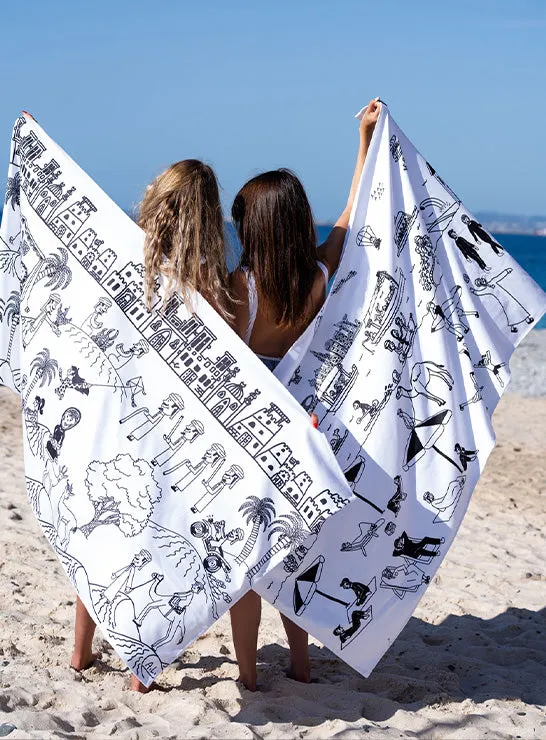 Black & White UAE in the Sand Beach Towel