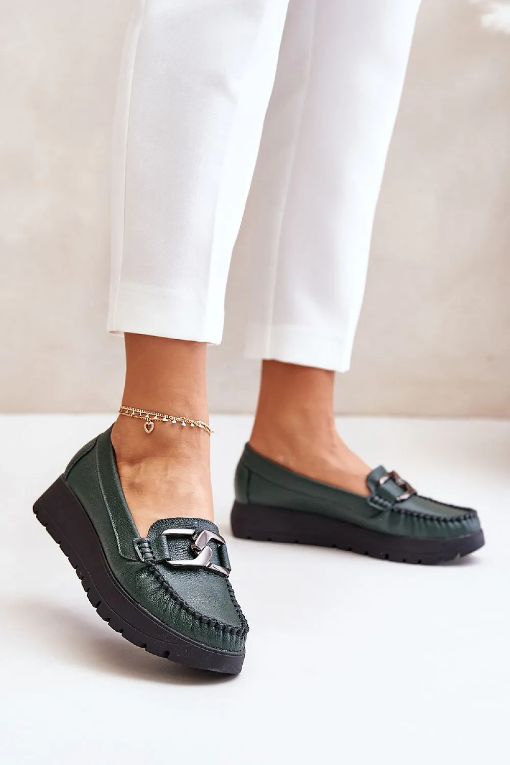 Buckled Mocassin Dark Green