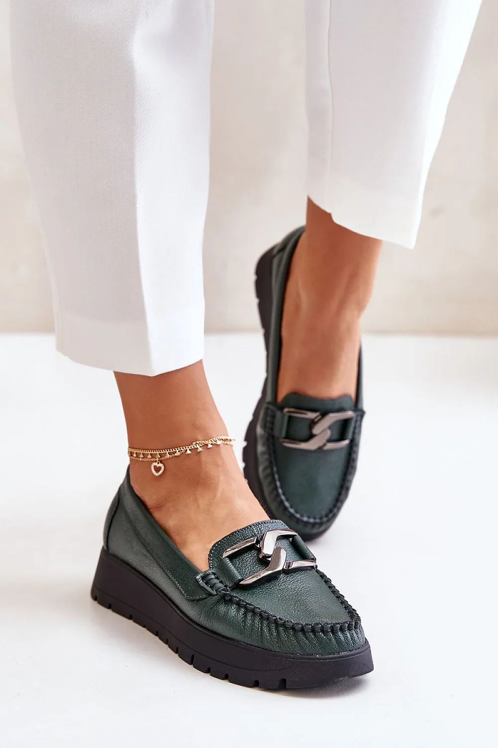 Buckled Mocassin Dark Green