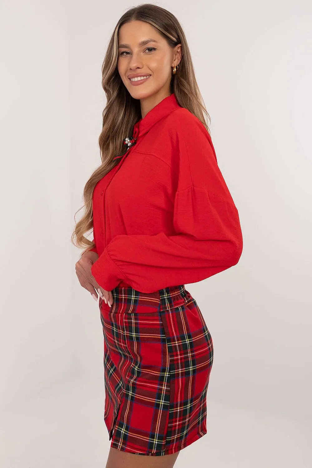 Classic Charm Elegant Long Sleeve Shirt Red