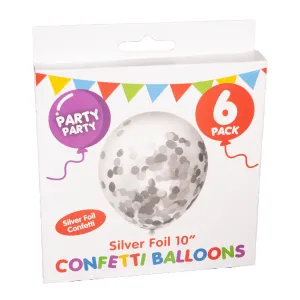 Confetti Balloons 6pk - Silver