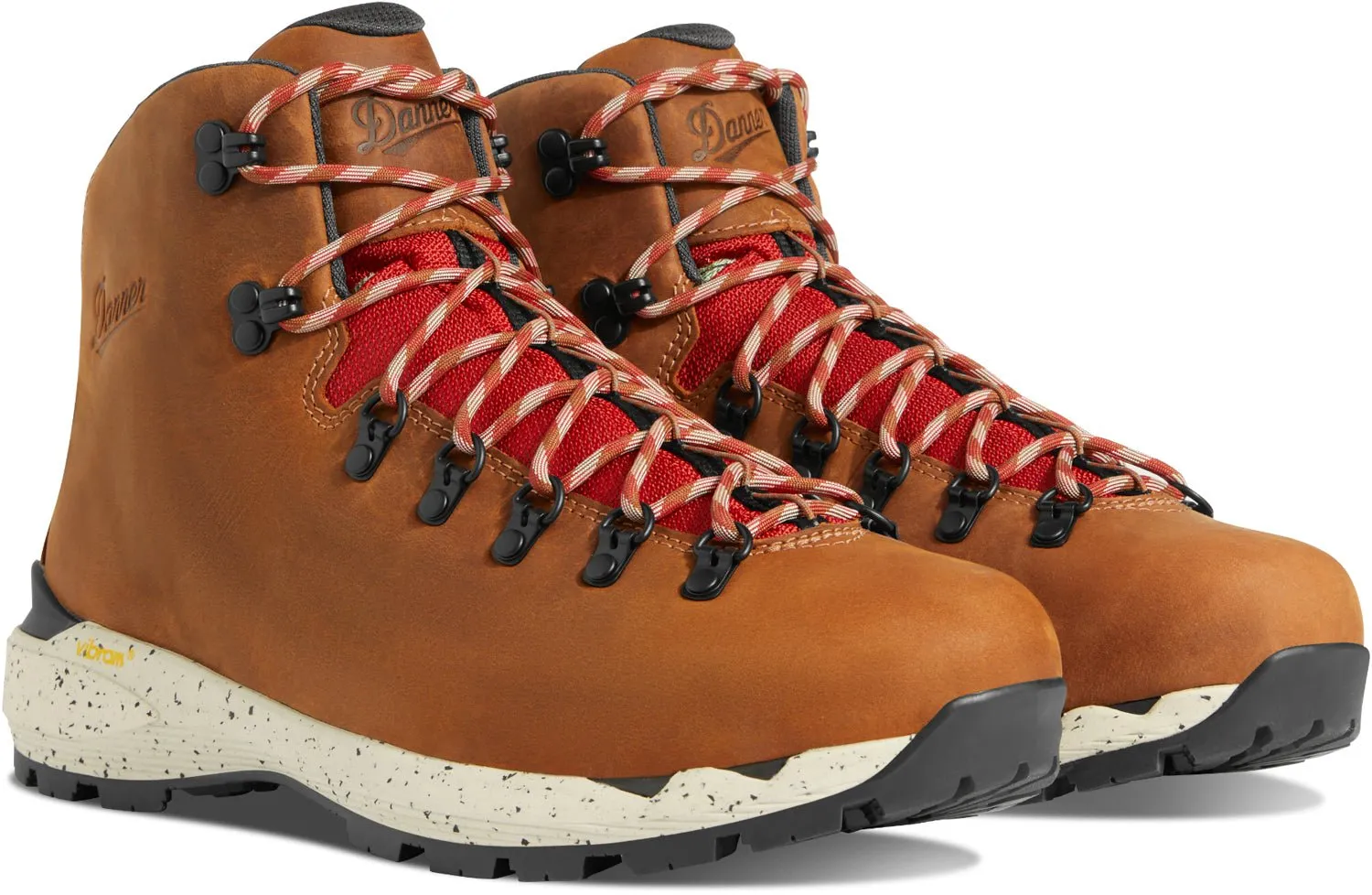 Danner Mens Mountain 600 EVO GTX Mocha Brown/Rhodo Red Leather Hiking Boots