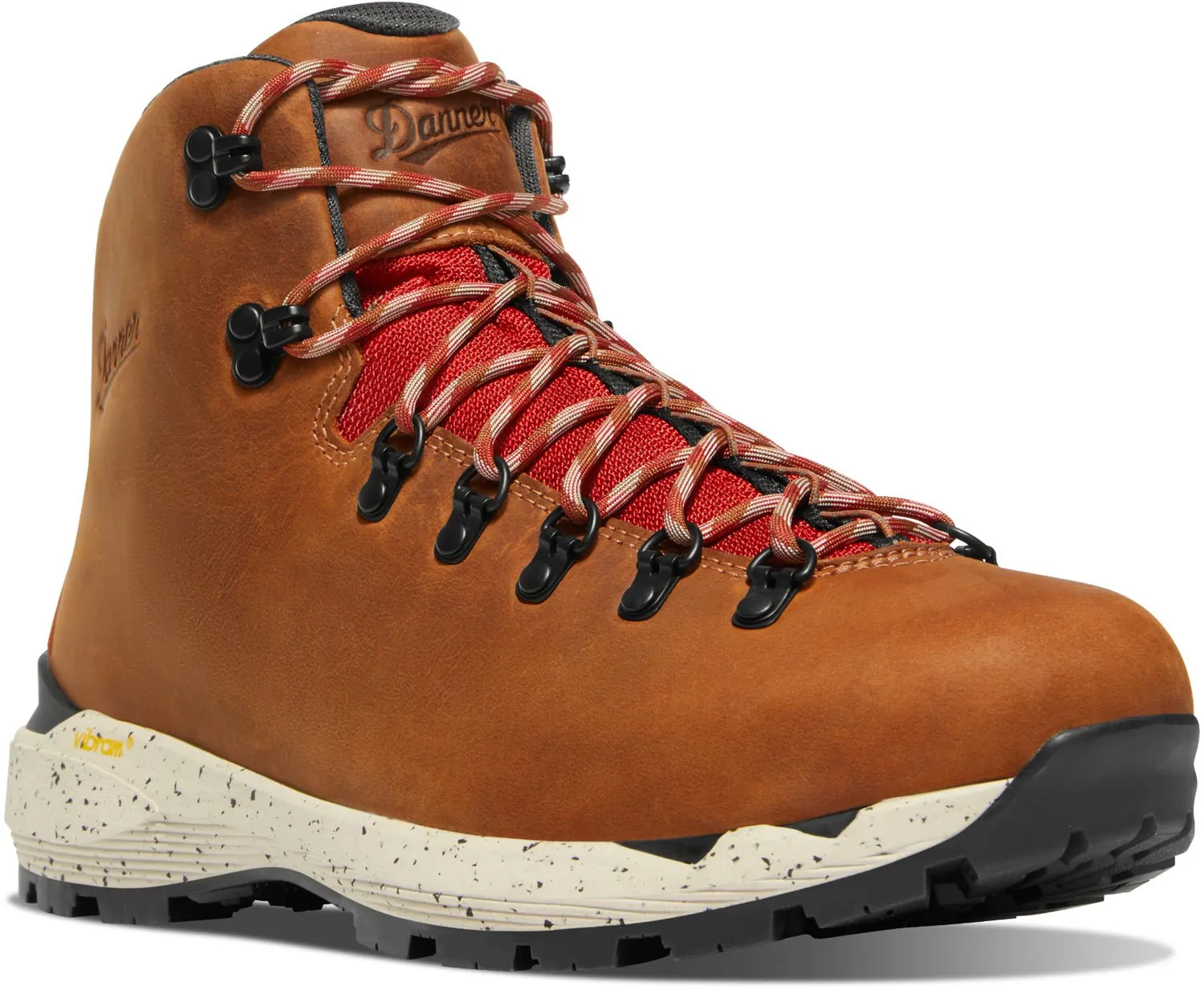 Danner Mens Mountain 600 EVO GTX Mocha Brown/Rhodo Red Leather Hiking Boots