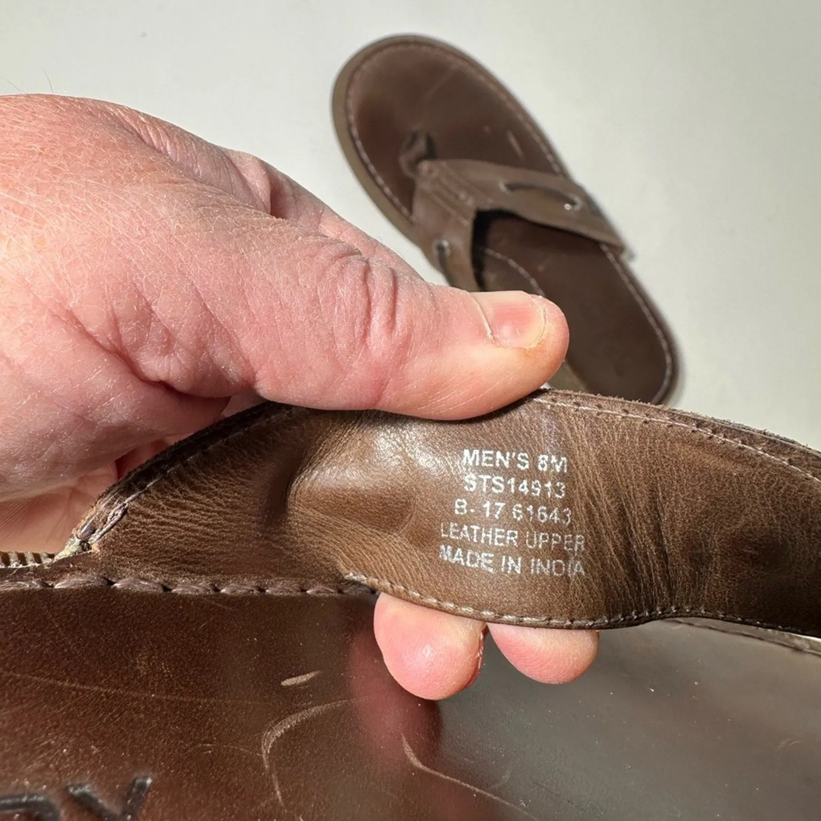 Dark Brown Leather Flip-Flops with Contoured Footbed