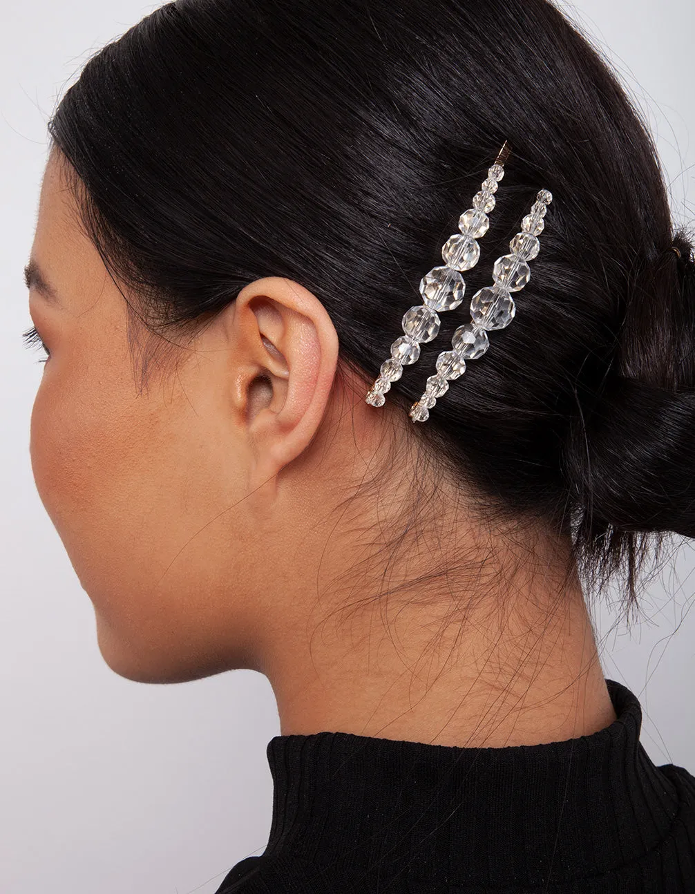 Gold Glass Bead Hair Clip 2 Pack