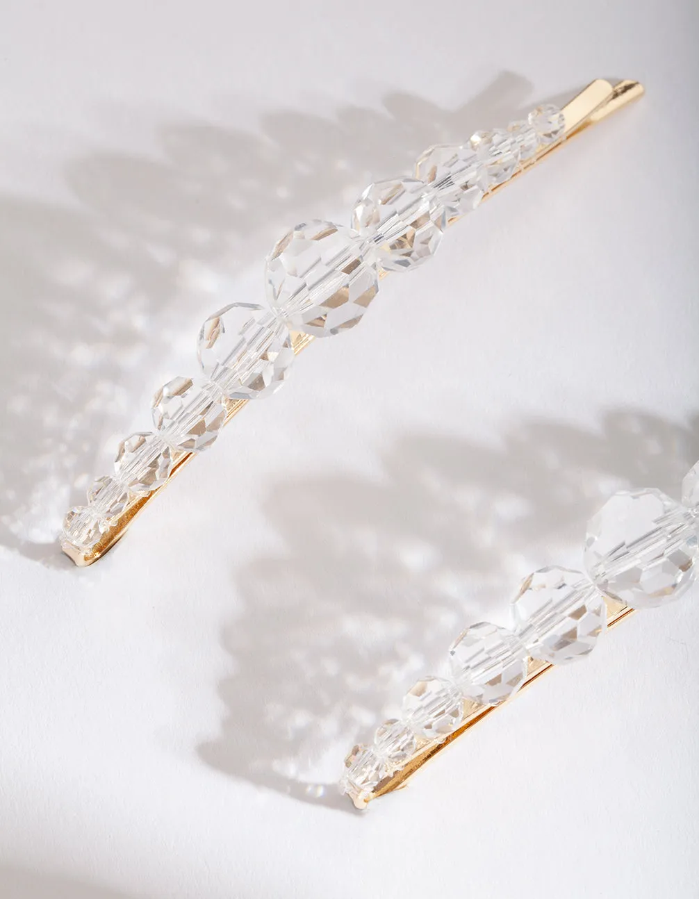 Gold Glass Bead Hair Clip 2 Pack