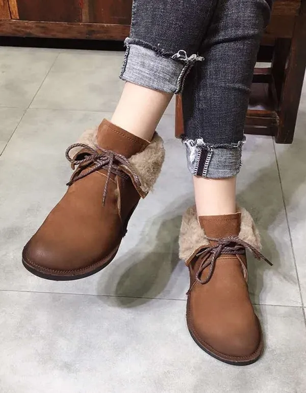 Handmade Retro Leather Boots For Women