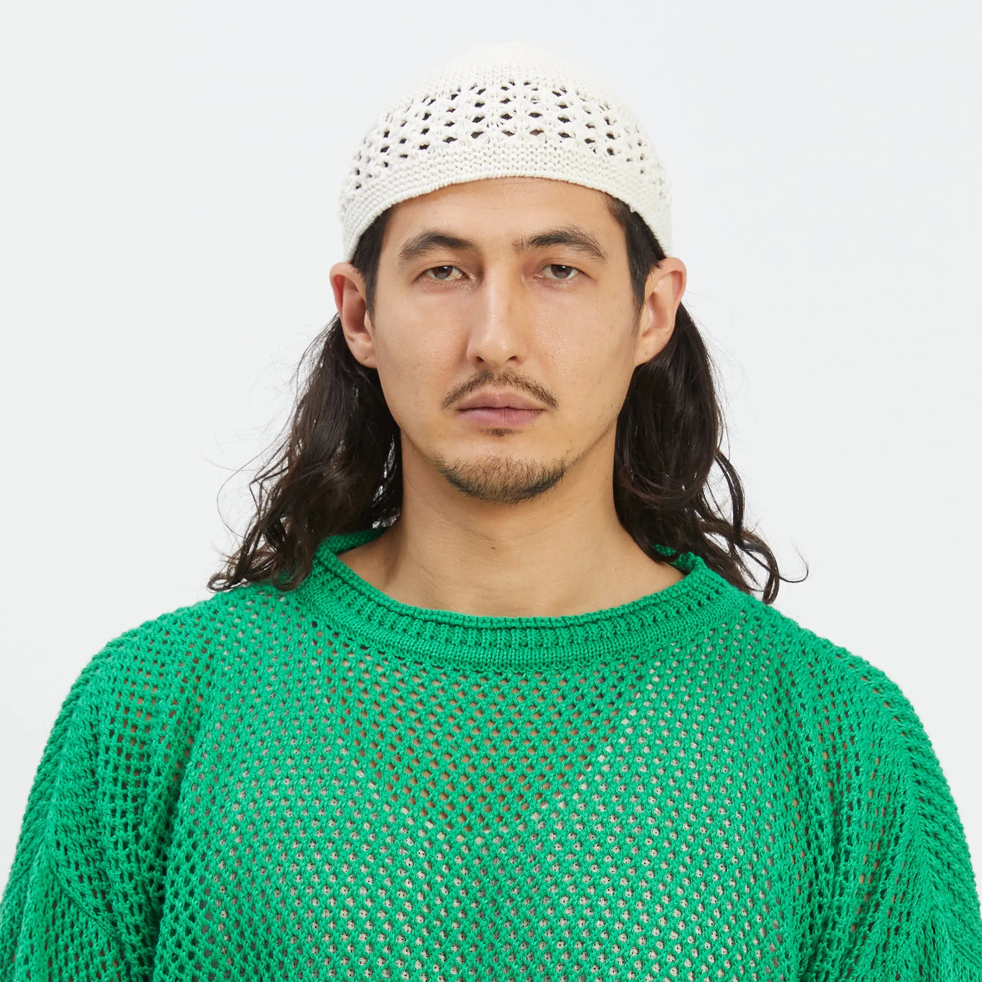 Knit Skull Cap - Natural Linen / Cotton