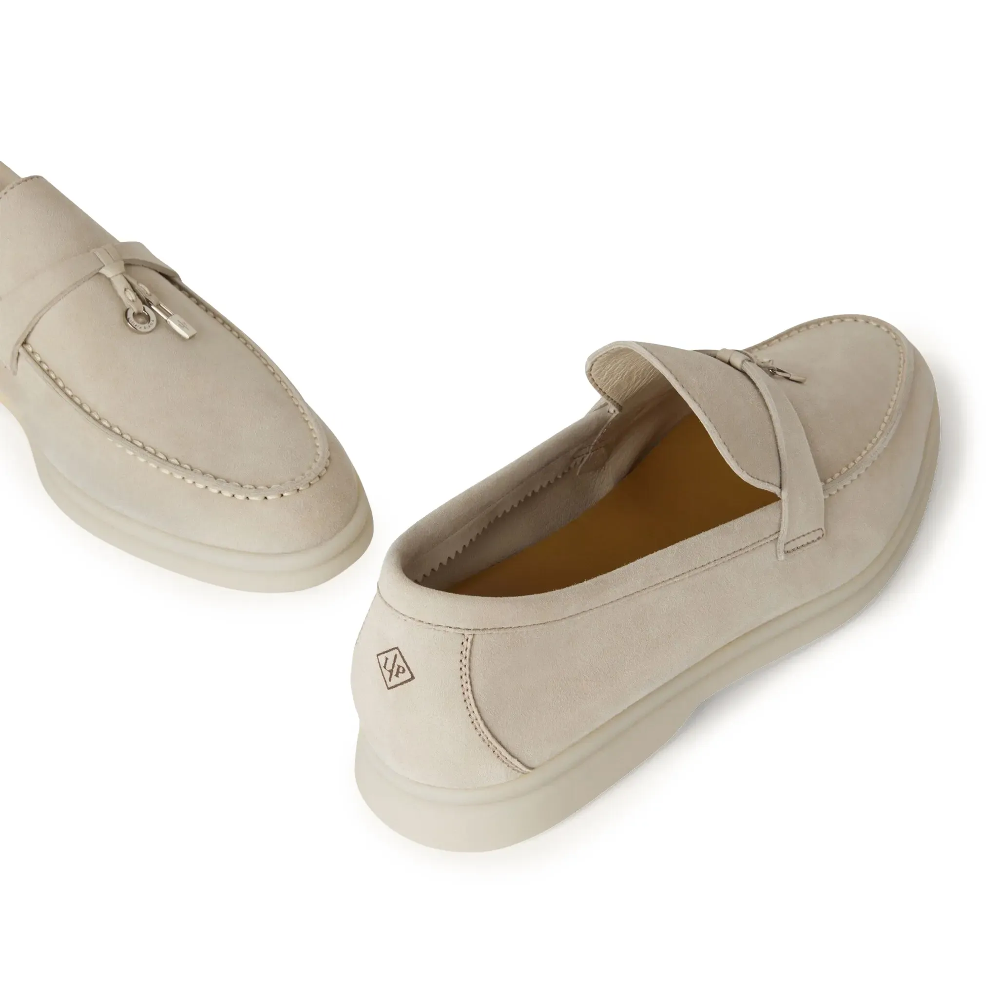 Loro Piana Summer Charms Walk Suede Goatskin Powder Pearl Loafers