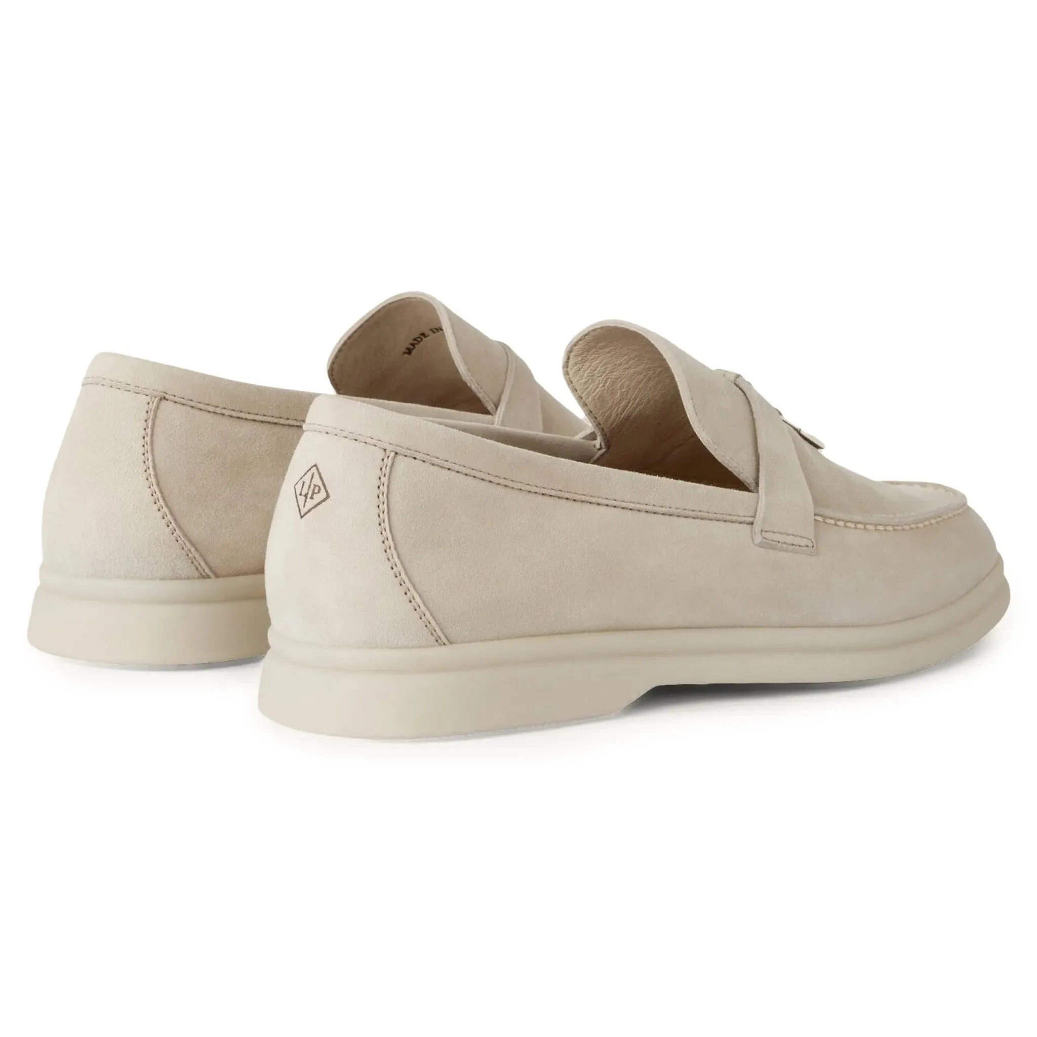 Loro Piana Summer Charms Walk Suede Goatskin Powder Pearl Loafers