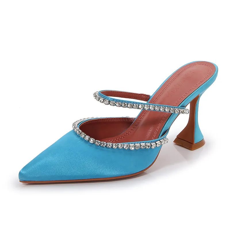 Luxury Rhinestone Satin High Heels
