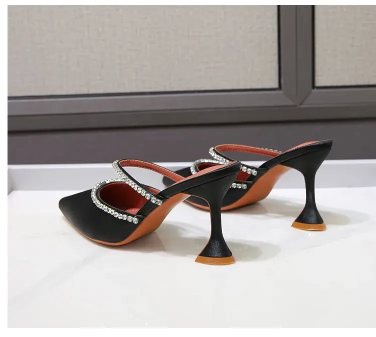 Luxury Rhinestone Satin High Heels