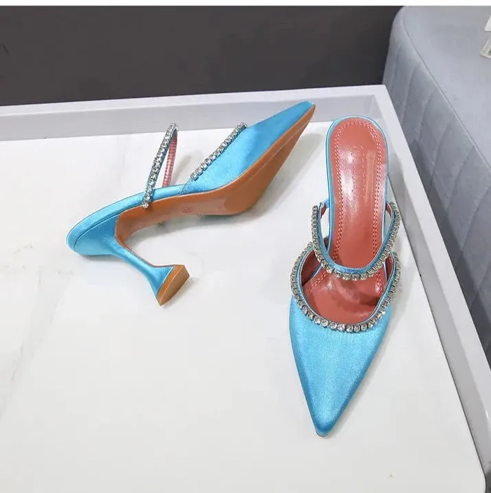 Luxury Rhinestone Satin High Heels