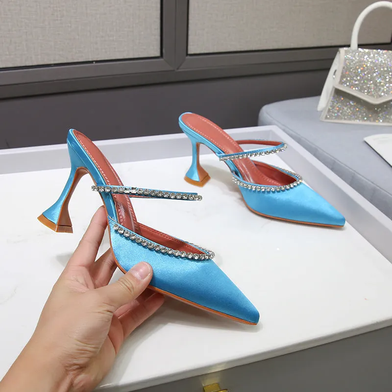 Luxury Rhinestone Satin High Heels