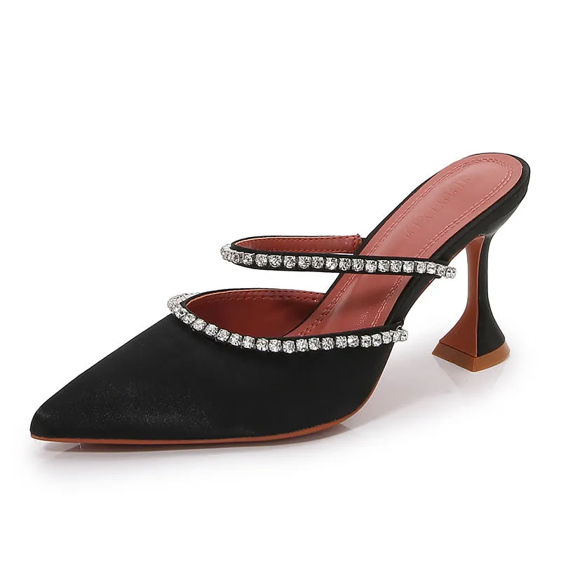 Luxury Rhinestone Satin High Heels