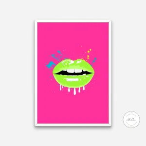 Neon Lips Wall Art PRINTABLE ART, Bright Wall Art, Colorful Prints, Neon Wall Art, Pop Wall Art, Urban Decor
