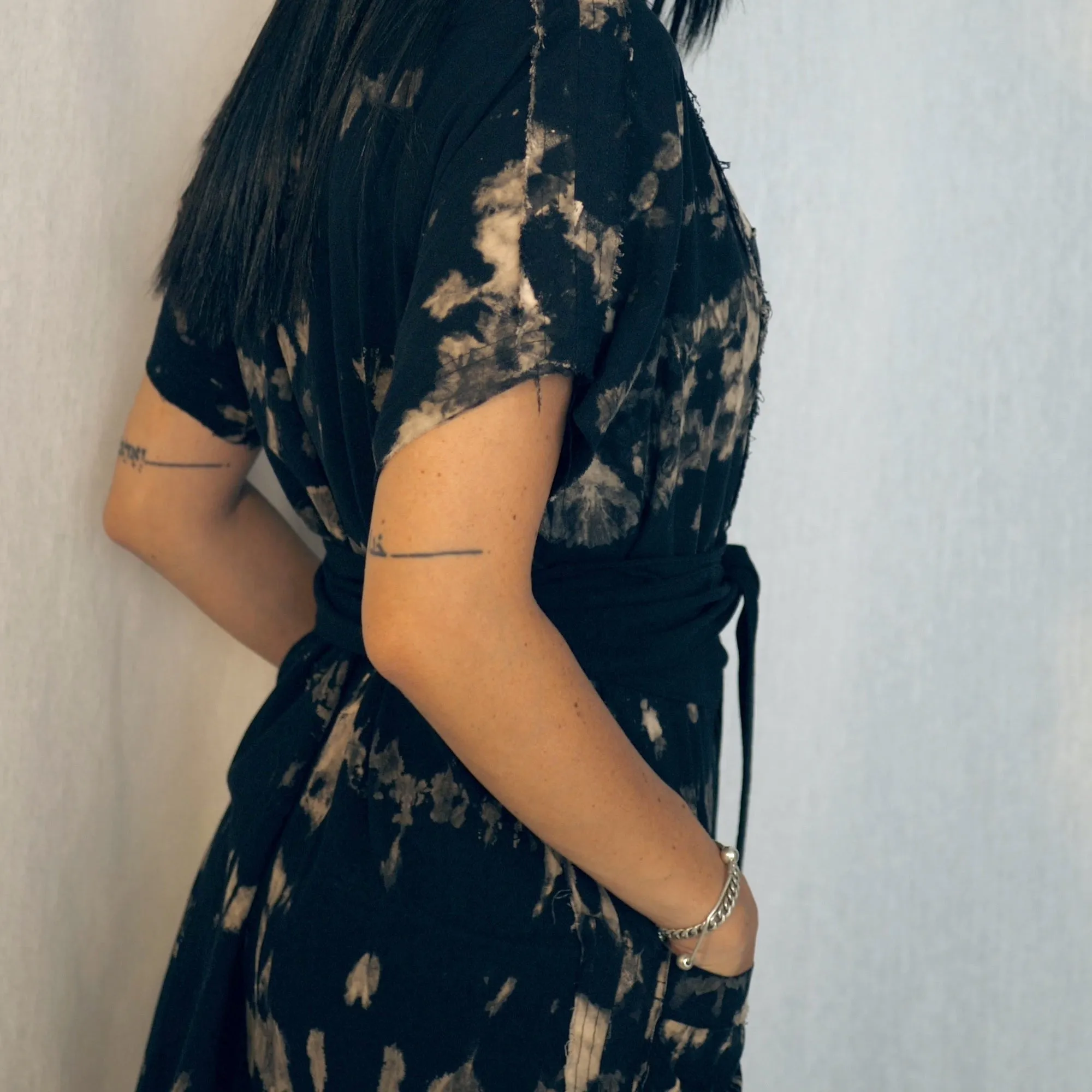 Nomad wrap-up Vest Dress  - Black & Stone