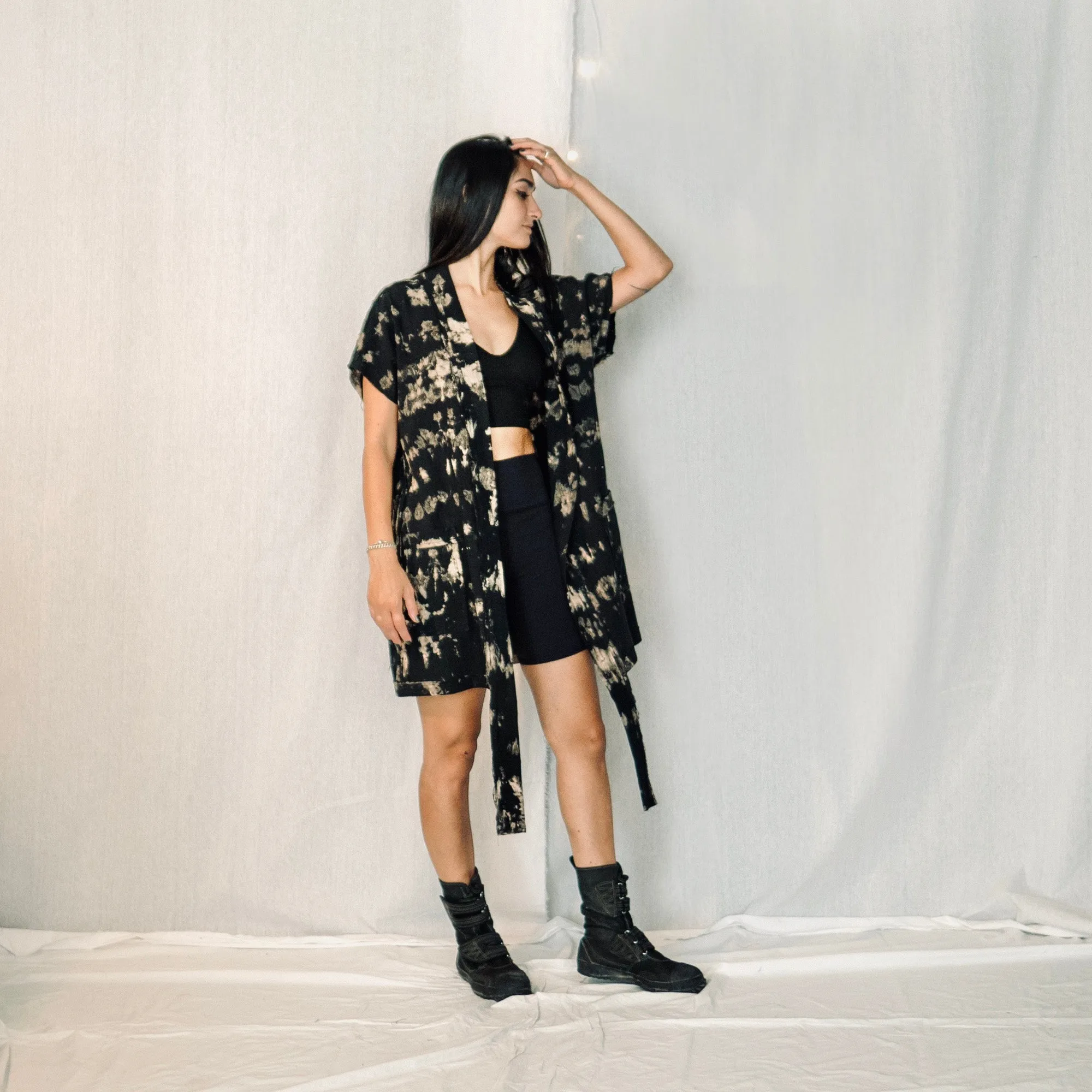 Nomad wrap-up Vest Dress  - Black & Stone
