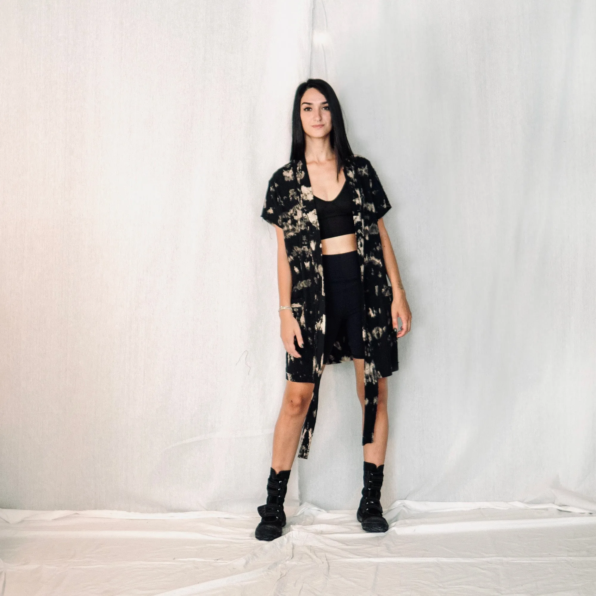 Nomad wrap-up Vest Dress  - Black & Stone