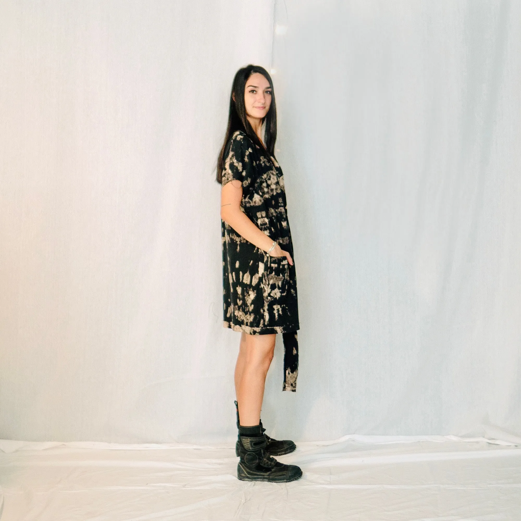 Nomad wrap-up Vest Dress  - Black & Stone