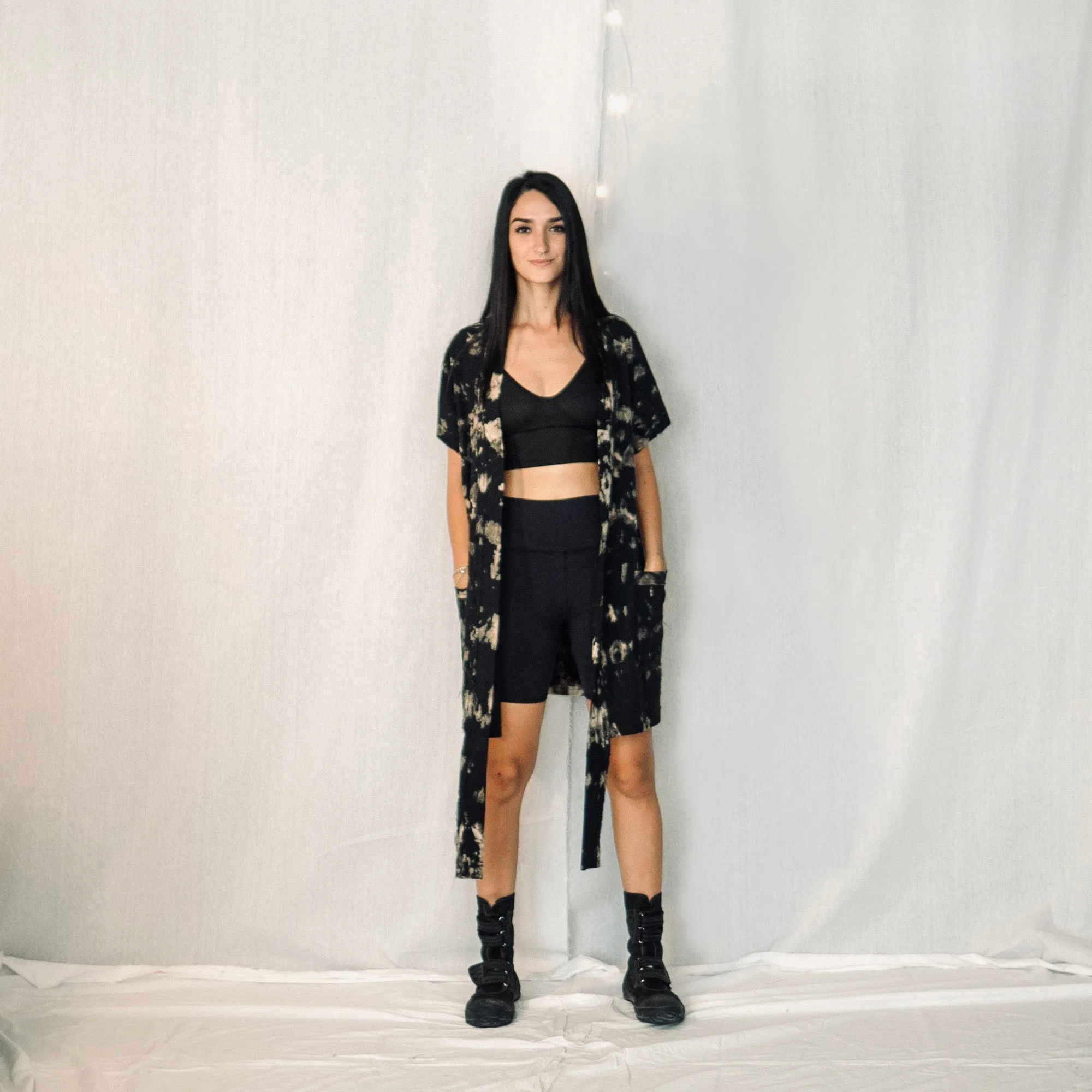 Nomad wrap-up Vest Dress  - Black & Stone