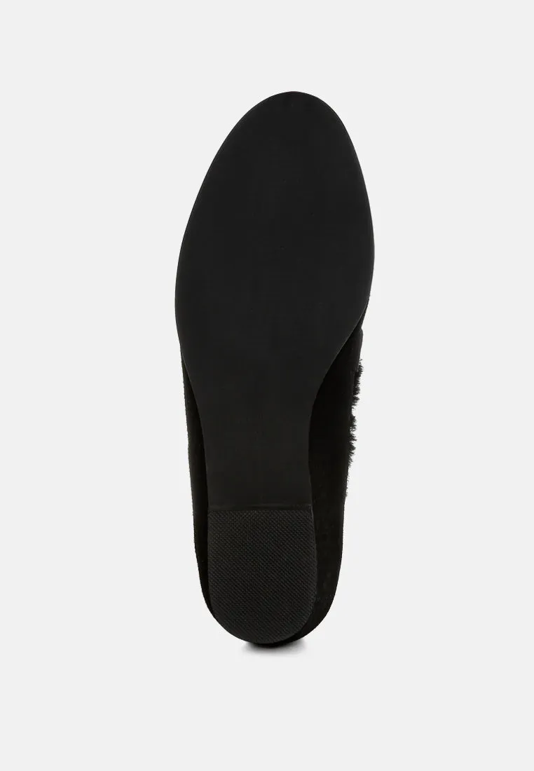 Ohrid Real Suede Leather & Faux Fur Flat Loafers