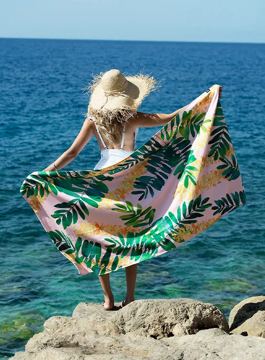 Pink Ghaf Leave Beach Towel