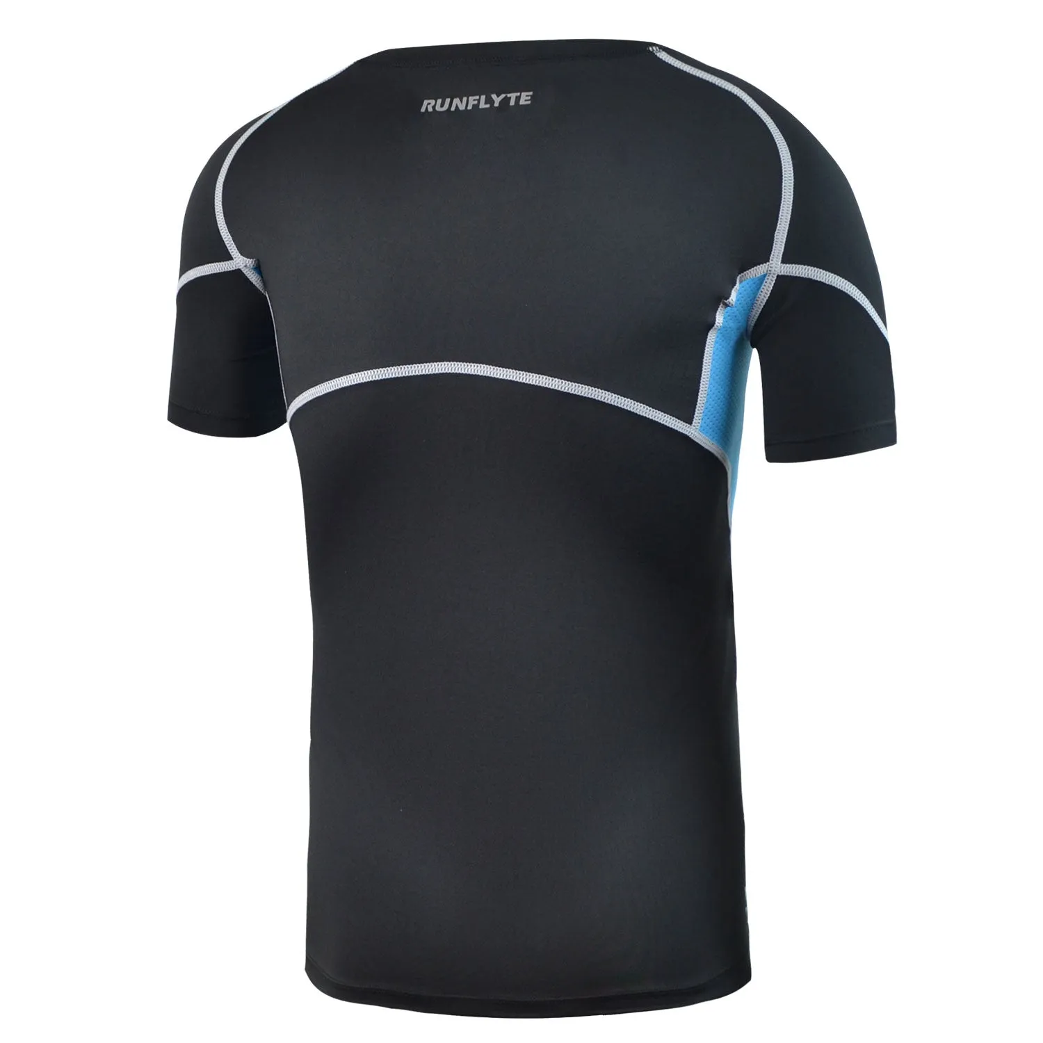 RunFlyte Women's Swarna Flow Short Sleeve T-Shirt Silvery Black/Aqua Blue