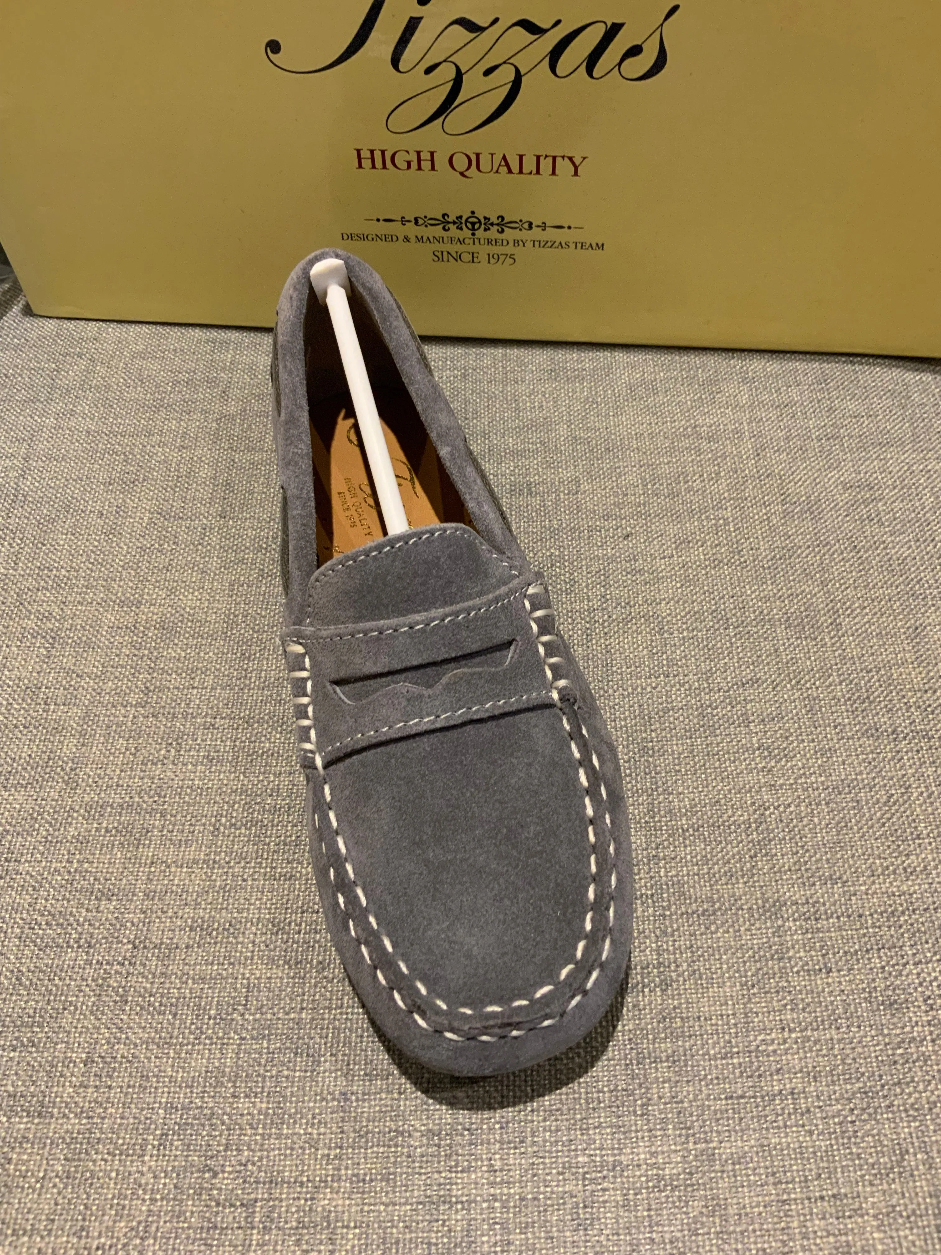 Tizzas Children Boys' Grey Round-Toe Suede Loafers Size 31 children