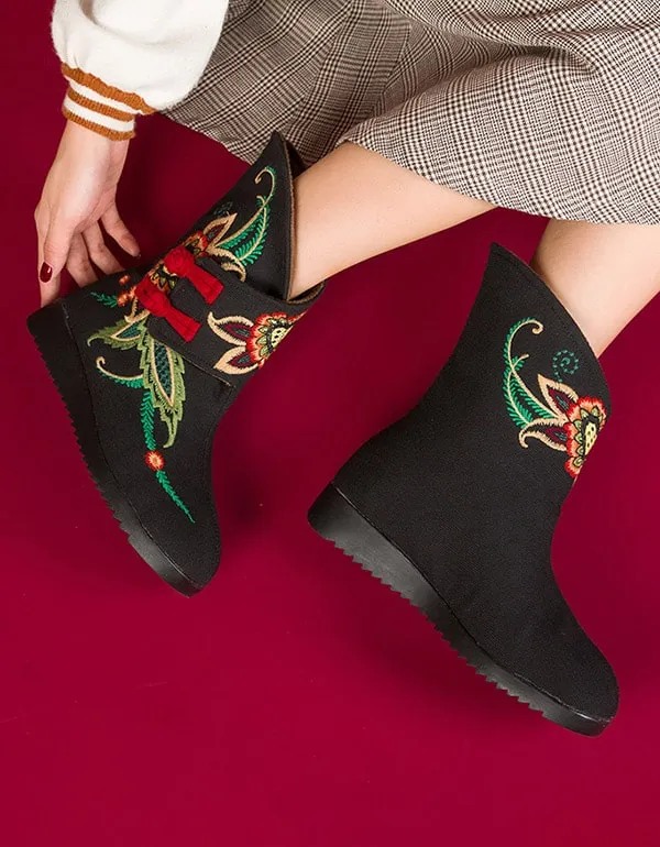 Winter Plush Women's Embroidery Boots Ethnic Style