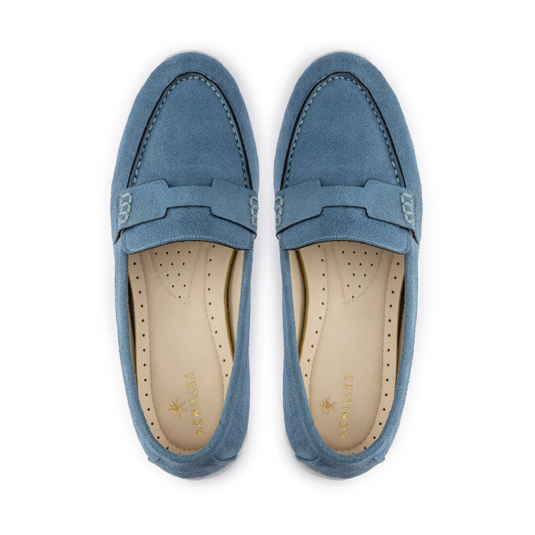 Women Suede Pointy Loafer - Baby Blue