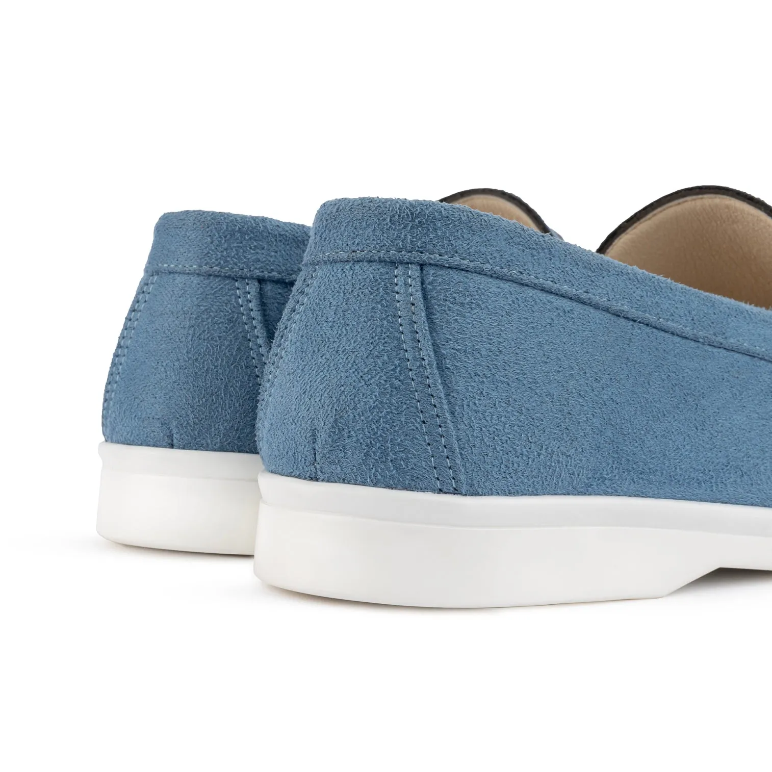 Women Suede Pointy Loafer - Baby Blue