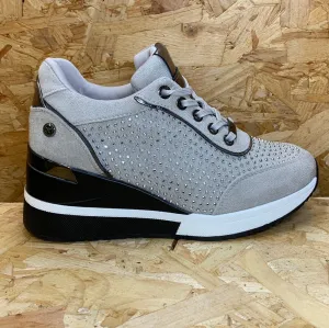 Xti Womens Fashion Wedged Heel Trainers - Ice
