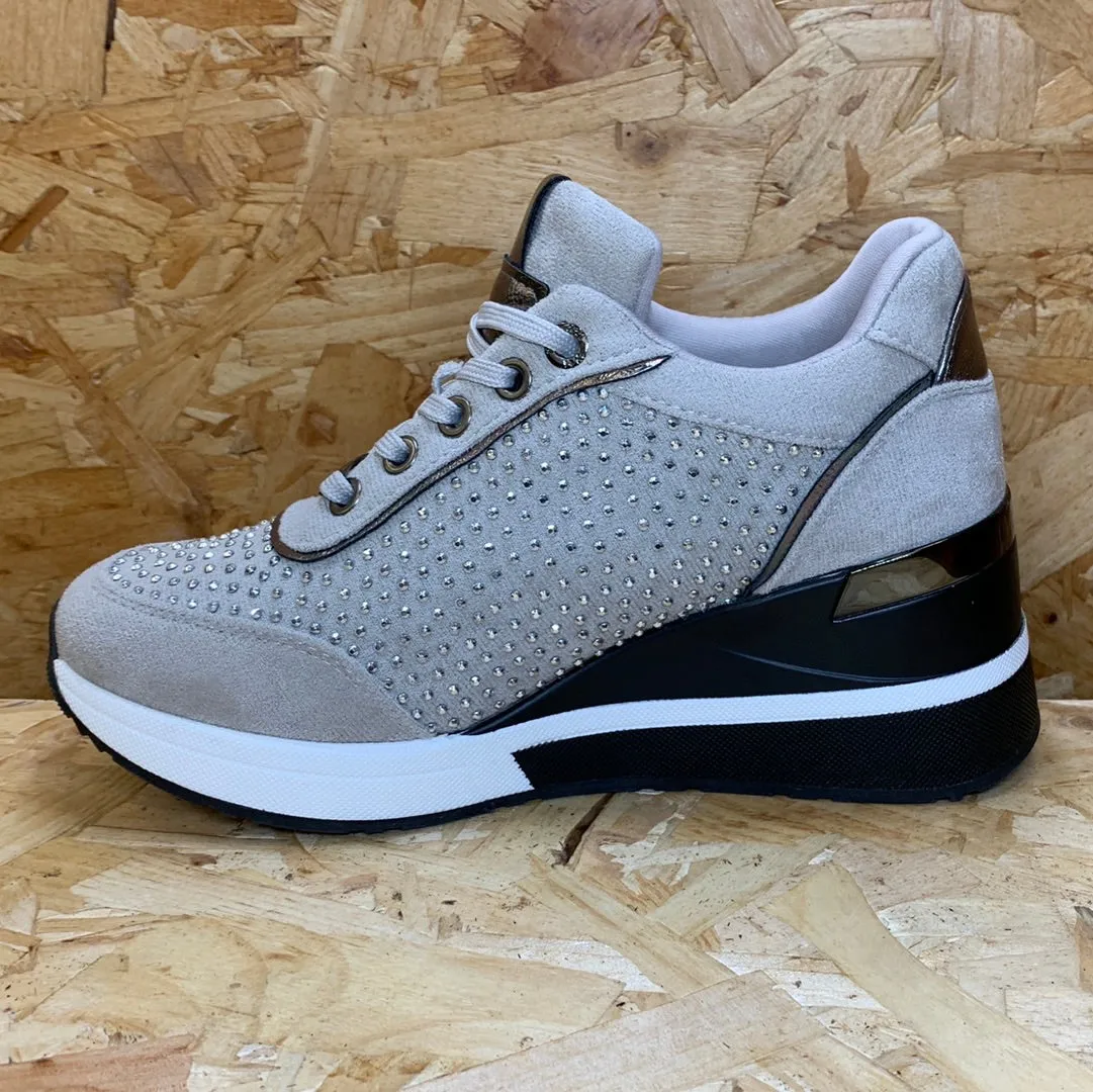 Xti Womens Fashion Wedged Heel Trainers - Ice
